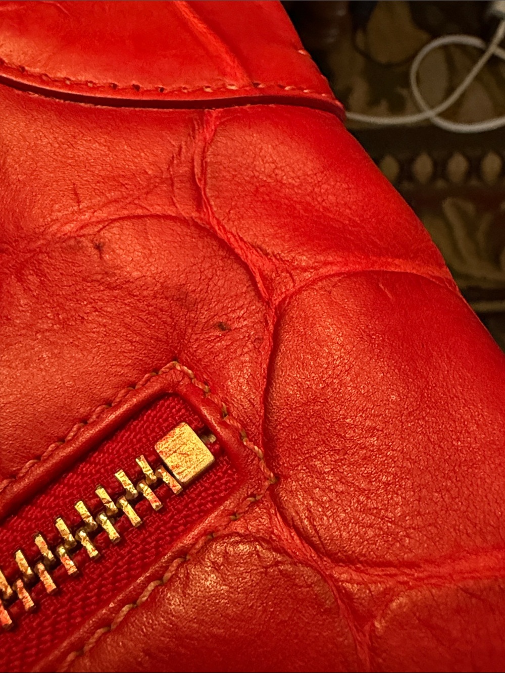 Dooney & Bourke Red Croc-Embossed Leather Shoulder Bag with Gold Hardware - Picture 8 of 14